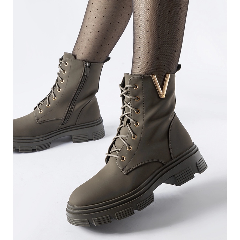 Botine Fru izolate verde închis mate 1