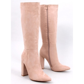 Cizme cu toc stabil Maureen Khaki bej 1