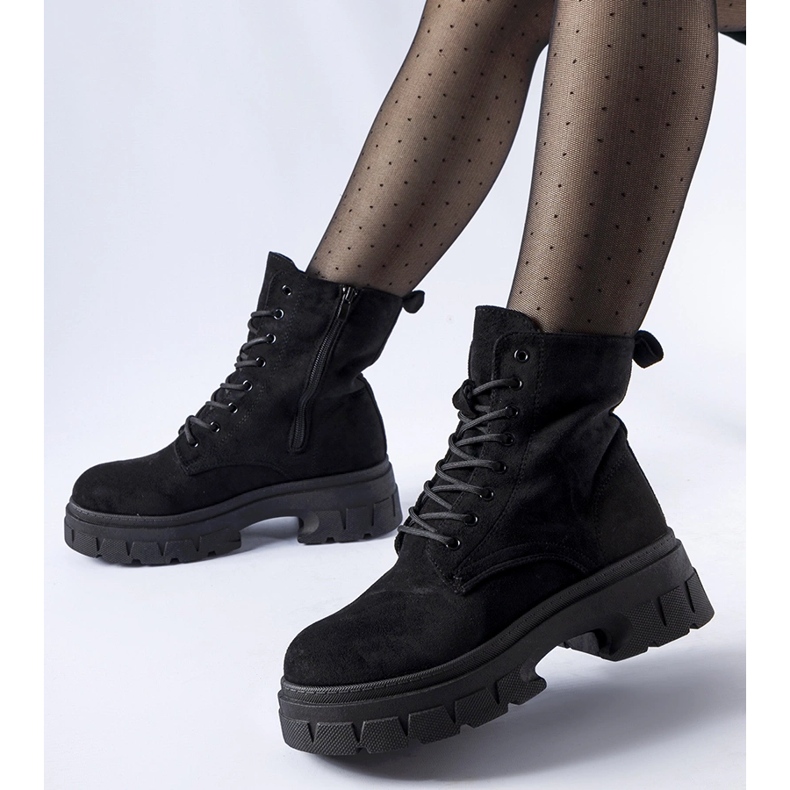 Pantofi negri pentru muncitori cu talpă Qureshi groasă negru 1