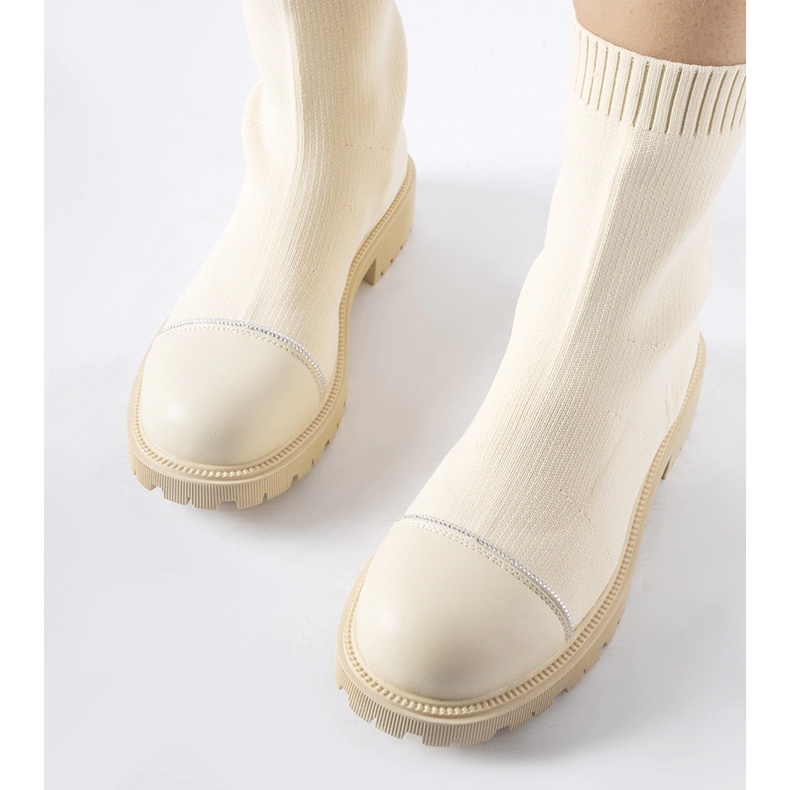 Botine bej sosete cu strasuri de la Vail 1