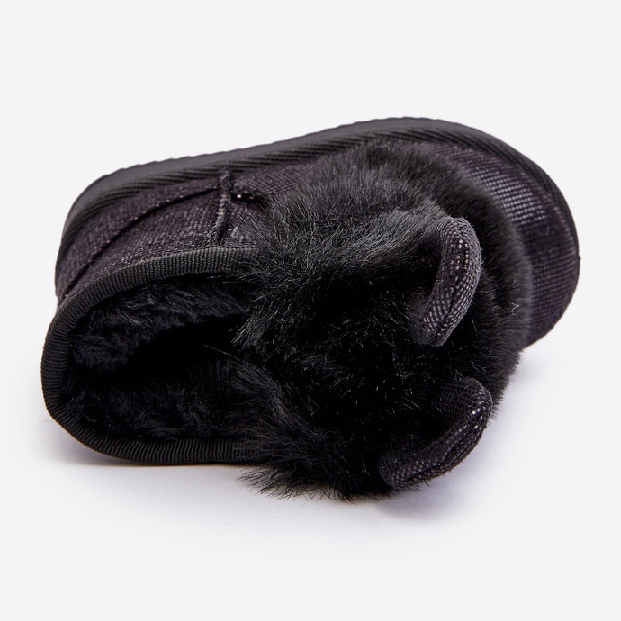 Cizme de zăpadă negre pentru copii, cu blană, cu zgârieturi negru 1