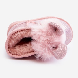 Cizme de zapada pentru copii izolate cu blana, urechi Betty roz deschis 1
