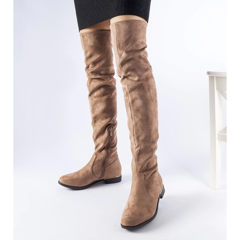 Cizme lungi maro calde din piele ecologică Elwira 1 Cizme lungi maro calde din piele ecologică Elwira 1