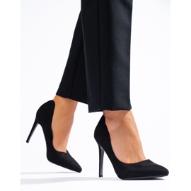 Pompe eleganti de piele intoarsa cu toc Shelovet negru 1