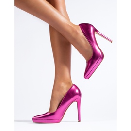 Pompe cu toc înalt Shelovet fucsia metalice violet 1