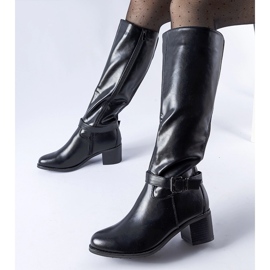 Cizme negre cu cataramă Ernest decorativă negru 1