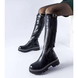 Cizme negre masive cu o centură decorativă Stuart negru 1