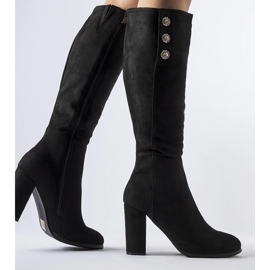 Cizme negre decorate cu zirconi Lightning negru 1