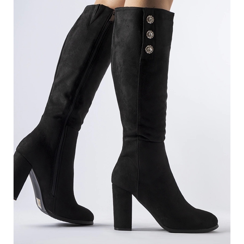 Cizme negre decorate cu zirconi Lightning negru 1