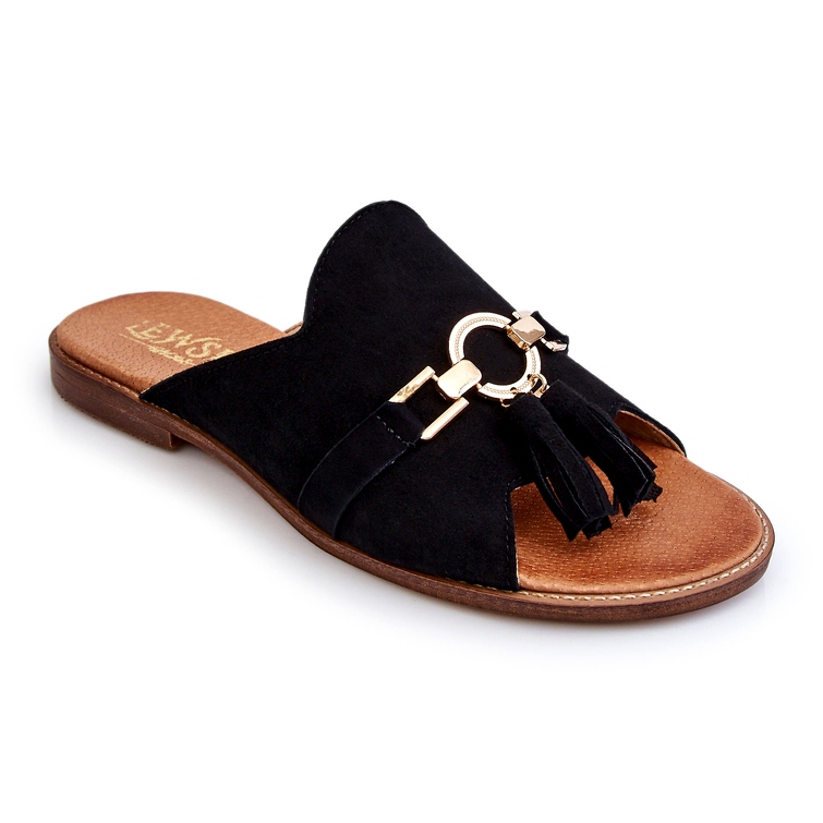 Lewski Shoes Papuci din piele intoarsa pentru dama Leewski Shoes 3226 Black negru 4