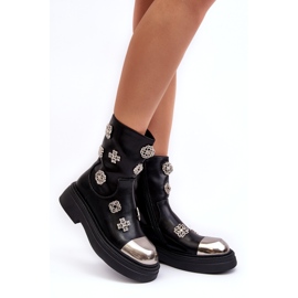 S.Barski Botine Izolate Piele Cu Decoratiuni D&amp;A MR870-14A Negru 2