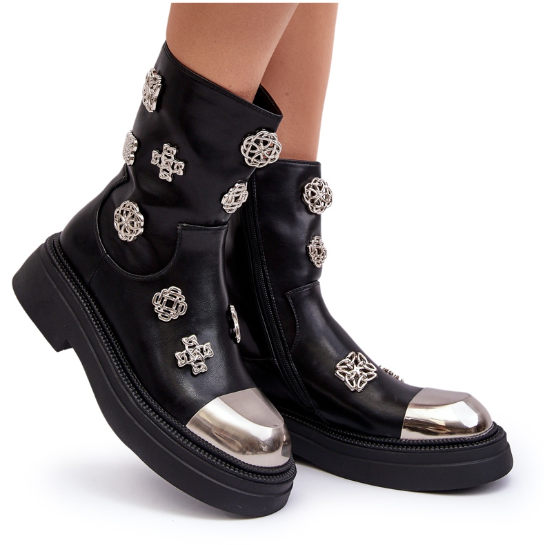 S.Barski Botine Izolate Piele Cu Decoratiuni D&amp;A MR870-14A Negru 5