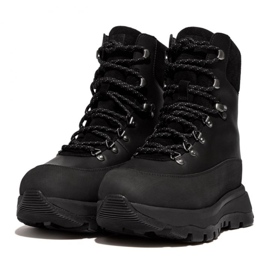 Cizme de mers FitFlop Neo-D-Hyker impermeabile din material textil/de piele intoarsa W GP3-090 negru 4