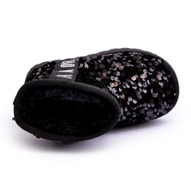 Cizme de zăpadă pentru fete izolate cu paiete negre negru 2