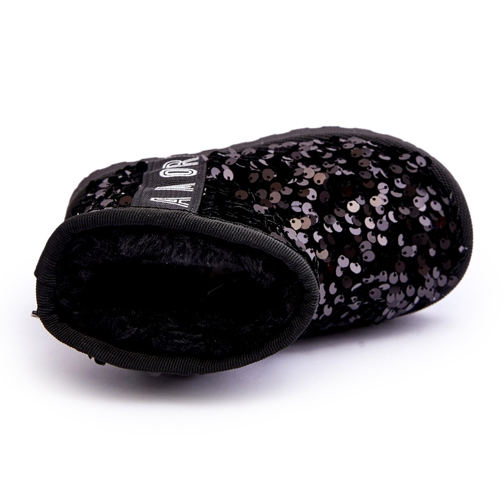 Cizme de zăpadă pentru fete izolate cu paiete negre negru 2