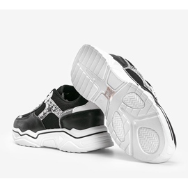 Adidași negri cu talpă groasă cu model de piele de șarpe Anika negru 1 Adidași negri cu talpă groasă cu model de piele de șarpe Anika negru 1