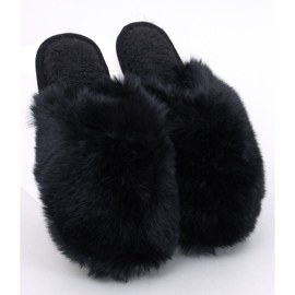 Papuci de damă Calvert Black din blană negru 1