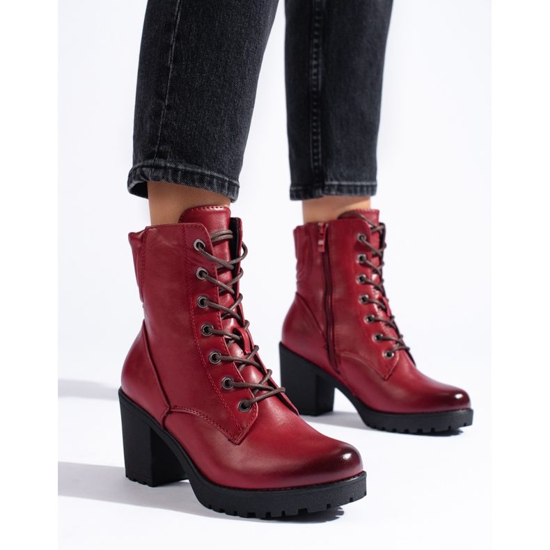 Botine bordeaux cu legături de la Daszyński roșu 1 Botine bordeaux cu legături de la Daszyński roșu 1