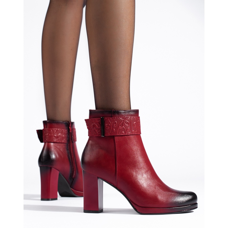 Cizme roșii de damă cu toc înalt de la Daszyński roșu 1 Cizme roșii de damă cu toc înalt de la Daszyński roșu 1