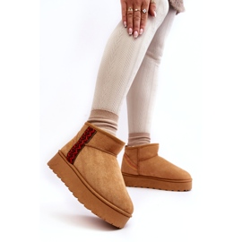 Cizme de zăpadă izolate Camel Lomessa de damă, pe platformă maro 2