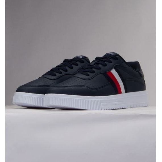 Pantofi Tommy Hilfiger Supercup Leather Stripes M FM0FM04824 DW5 albastru 1