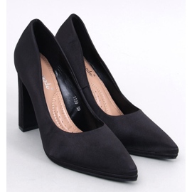 Pompe Olivv Black din satin cu toc lat negru 1