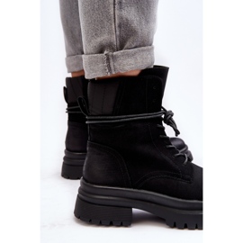 Botine Damă Trapper Pe Talpă Groasă, Narelona Neagră negru 2