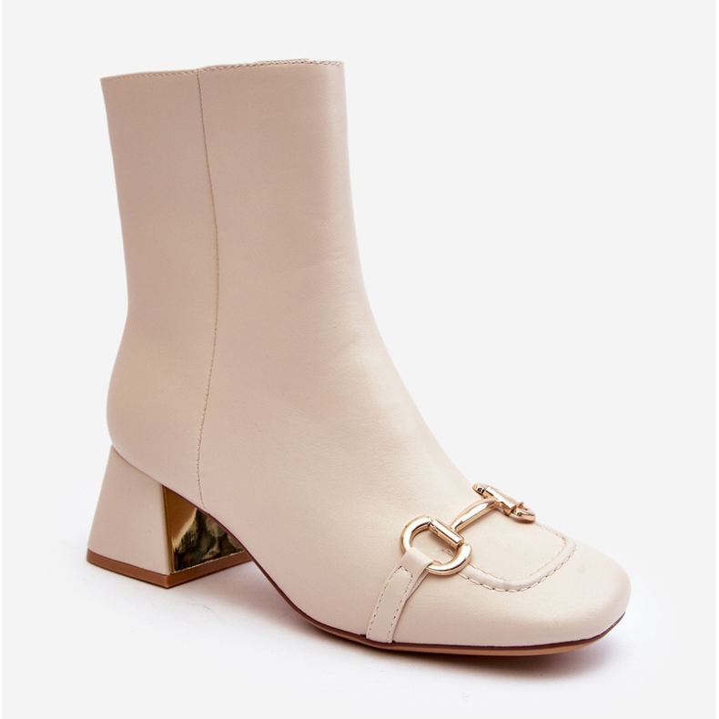 Botine cu toc inalt cu decor, bej deschis Adinah 2