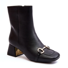 Botine Negre Adinah Toc Înalt Cu Decor negru 2