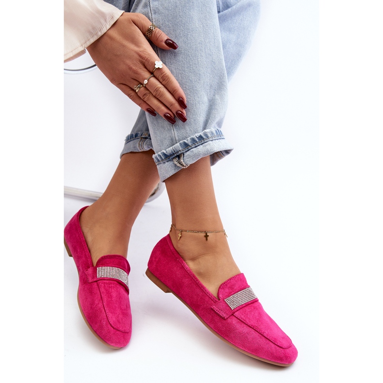 Mocasini De Dama Cu Strasuri Fuchsia Ralrika roz 2
