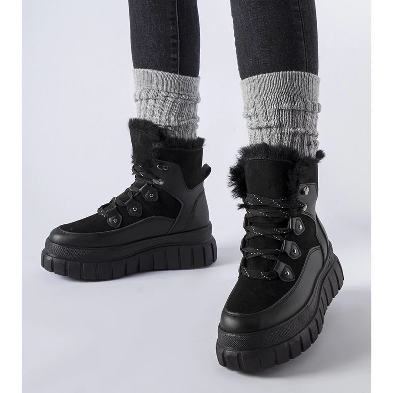 Botine negre cu talpă masivă Cervantes negru 1 Botine negre cu talpă masivă Cervantes negru 1