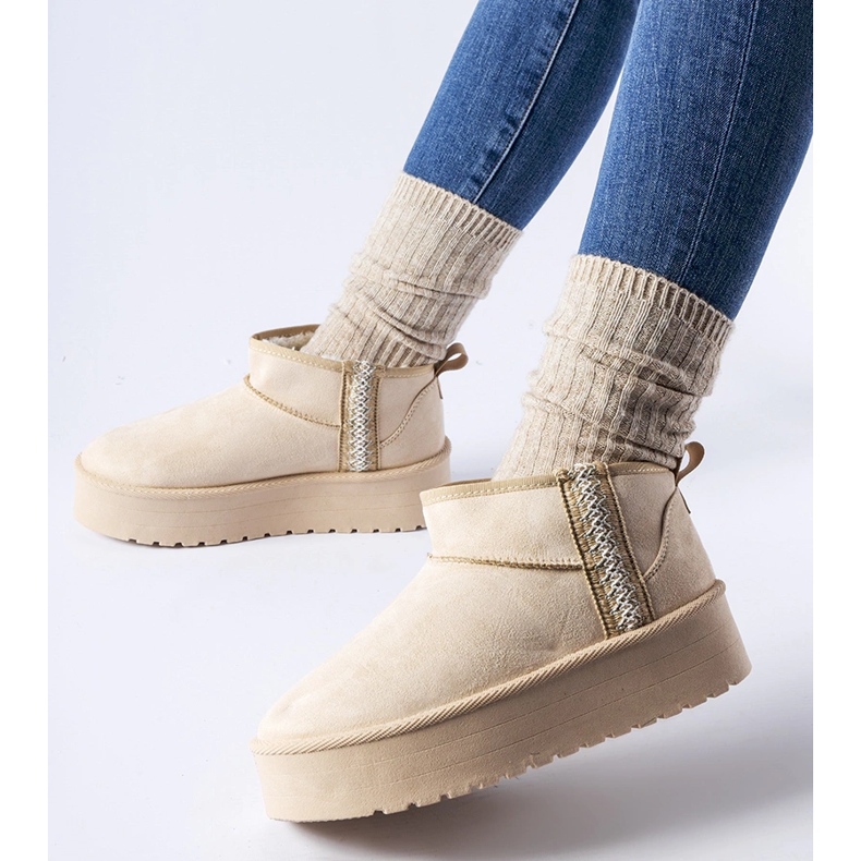 Cizme de zăpadă bej pe platforma Dennison 1