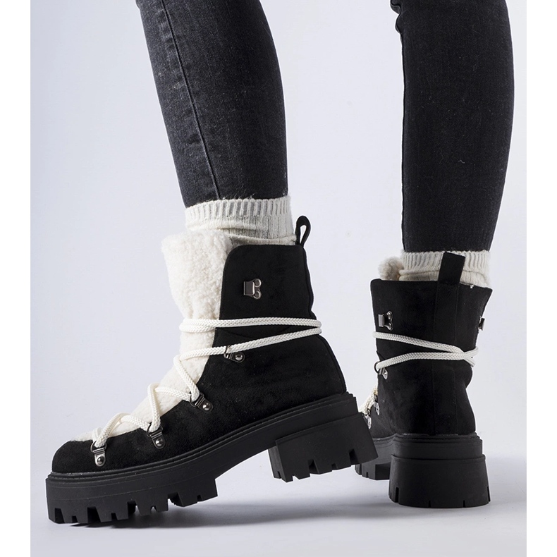 Cizme de muncitori negre cu limbă decorativă din Perugia negru 1