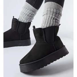 Cizme negre pentru zapada cu benzi elastice pe laterale de la Bertino negru 1