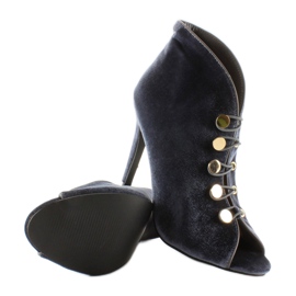 Pompe din catifea cu vârf deschis 1129 D. Gri 2