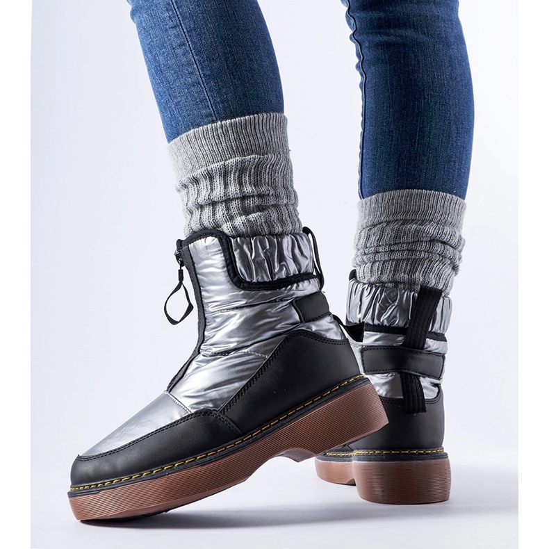 Cizme de zăpadă izolate gri Callisto cu fermoar 1