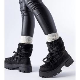 Botine negre cu blană decorativă de la Frediano negru 1