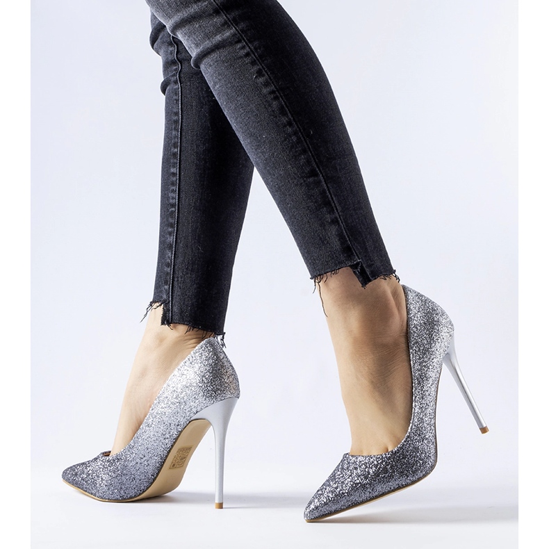 Tocuri înalte Covo cu sclipici argintiu 1