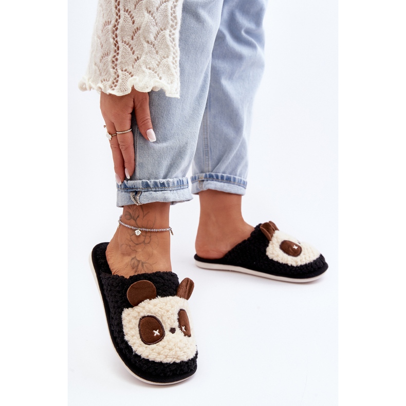 Papuci de damă caldi Negri Priseth negru 2 Papuci de damă caldi Negri Priseth negru 2