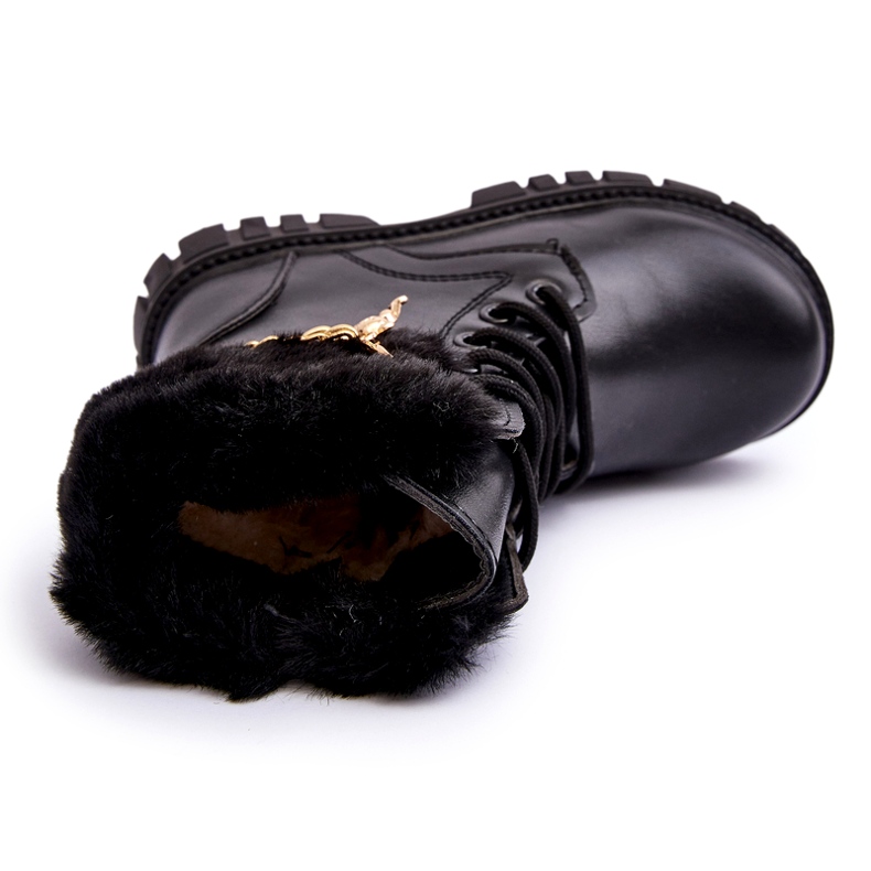 Cizme pentru copii izolate din piele cu un lanț negru 3