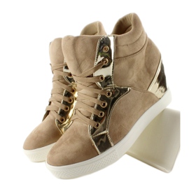 AT-0593-L Tenisi kaki din piele intoarsa maro galben 2