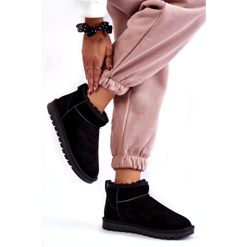 Cizme de zăpadă izolate cu piele de căprioară feminină negru 3