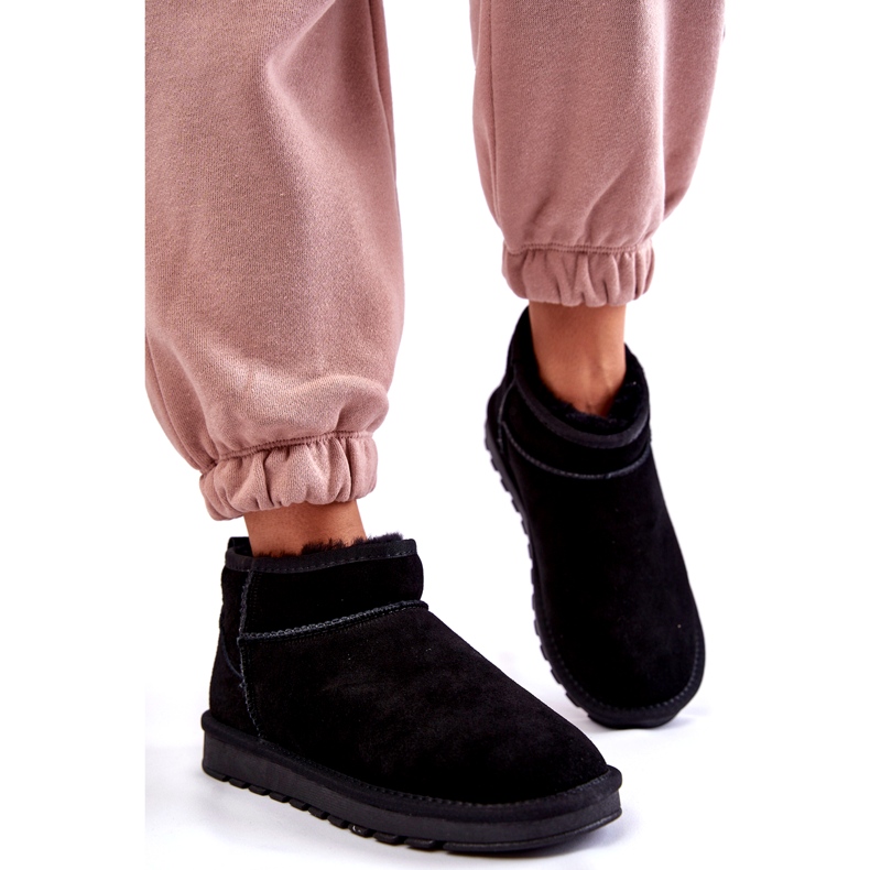 Cizme de zăpadă izolate cu piele de căprioară feminină negru 5