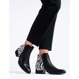 Botine de dama negre Shelovet cu imprimeu zebra negru 1