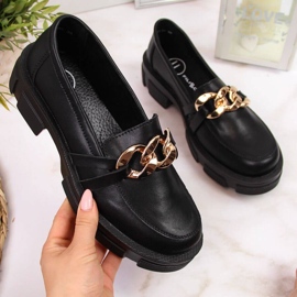 Pantofi din piele cu lant Filippo W PAW252, negru 1