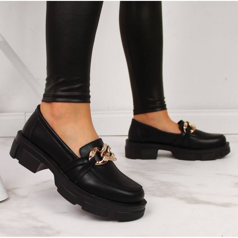 Pantofi din piele cu lant Filippo W PAW252, negru 2