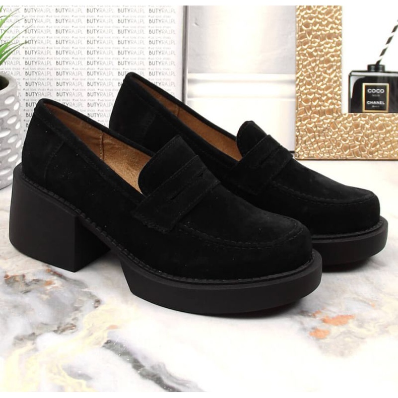 Filippo W DP4685/23 mocasini din piele cu toc inalt negru 2