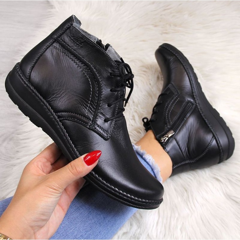 Cizme Helios W H612-2A din piele izolata, neagra negru 1