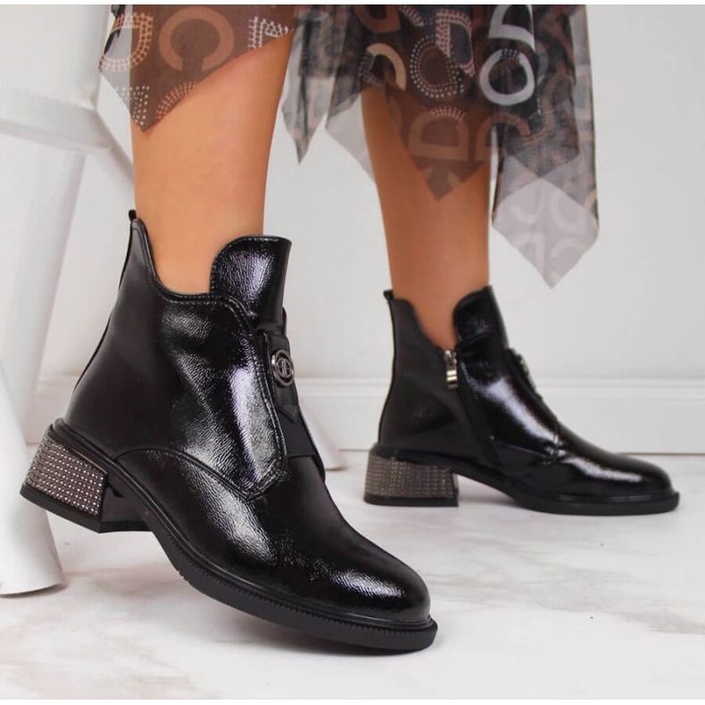 Botine Filippo W PAW256 negre cu bloc decorativ negru 2