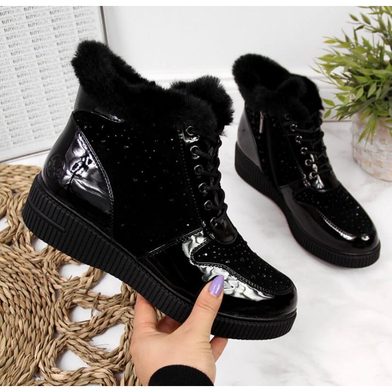 Cizme izolate din piele pe platforma Rieker W 93312, negre negru 1